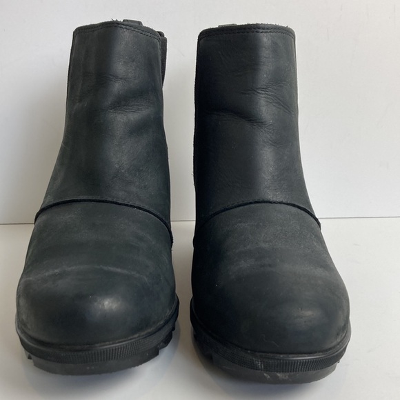 Sorel Joan Of Arctic Wedge II Chelsea Black Leather Booties Platform 10 NL3022 - Picture 8 of 16